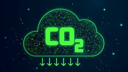 CO2 Reduction Concept with Cloud and Arrows