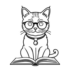 読書中の猫｜Cat Reading a Book