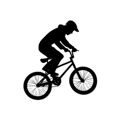 Fototapeta premium a black silhouette of a man riding a bicycle bicycle, bike, black, man, ride, silhouette , Generative art.