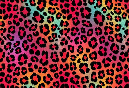 Seamless vector leopard print  Modern stylish wildcat fur textile design in vibrant colors,  print design,  big cat