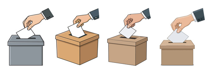 Collections of Hand Placing Ballot in Voting Box