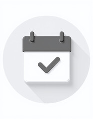 Calendar with check mark in minimalist flat vector style