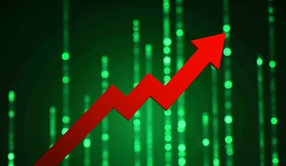 Upward Trend Arrow with Green Data Points