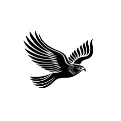 Obraz premium black icon of an eagle in flight with wings spread bird, black, eagle, flight, icon, illustration, logo, wing , Generative art.