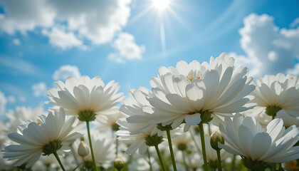 White Poppies in a Sunny Field