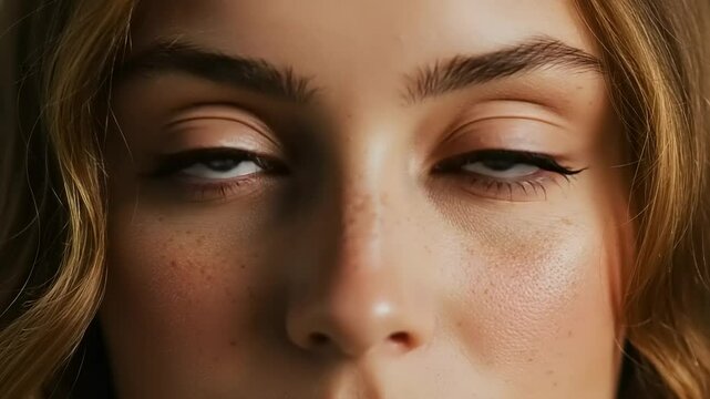 Close-up compilation of a woman's face showing different eye expressions and states
