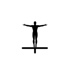 a black silhouette of a man standing on a cross black, cross, icon, man, silhouette, stand, yoga , Generative art.
