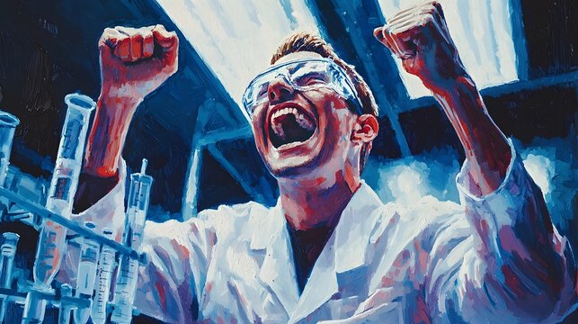 Intellectual male scientist in white shirt and glasses analyzing data in a modern laboratory setting