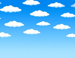 夏の青空と雲のシンプルなデザインのイラスト背景