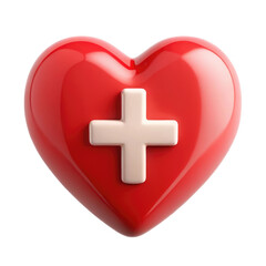 Obraz premium heart with cross plastic 3d icon in cartoon plasti