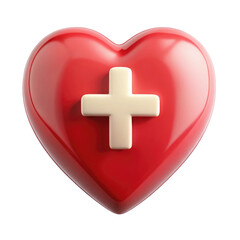 Obraz premium heart with cross plastic 3d icon in cartoon plasti