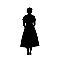 Obraz premium a black silhouette of a woman wearing a long coat black, coat, dress, long, silhouette, stand, trench coat, wear, woman 