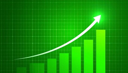 Green Bar Graph Showing Growth Trend
