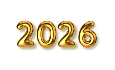 3d Gold 2026 numbers vector illustration, perfect for New Year celebration designs, holiday decorations, and festive promotions. Luxurious style, ideal for event marketing and digital media.