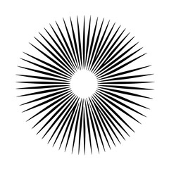 Fototapeta premium black and white abstract symbol of a sun with rays abstract, black, circle, line, ray, sun, symbol , Generative art.
