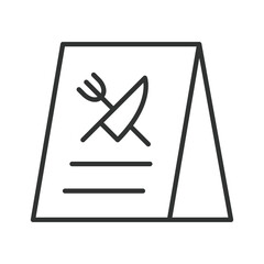 Menu Board, icon in line design. menu board, chalkboard, restaurant, cafe, signboard, food, blackboard on white background vector. Menu Board editable stroke icon