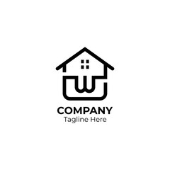 Letter W home simple style logo. Letter W for real estate, property and construction logo.