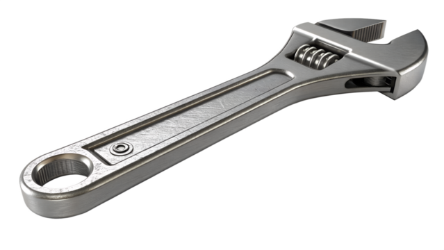 3D Metallic Wrench Icon of  Mechanic Tool for Construction & Maintenance Web Design isolated on white background