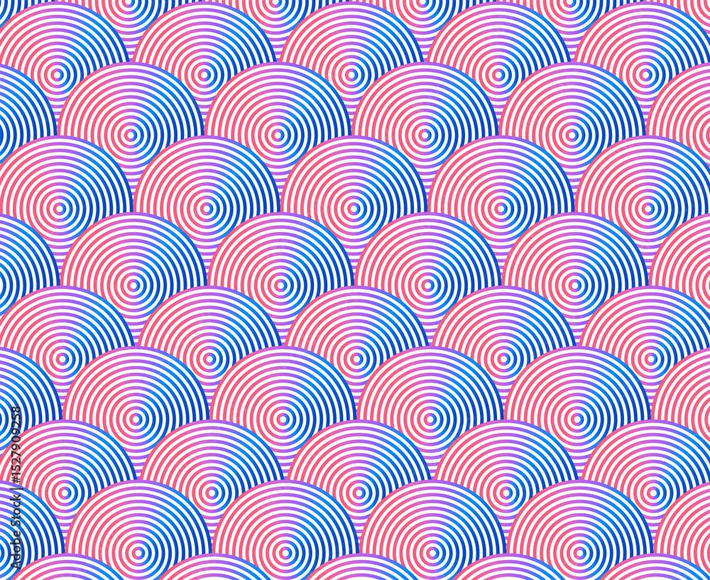 Poster seamless abstract pattern with overlapping concentric circles in a traditional japanese style. elega