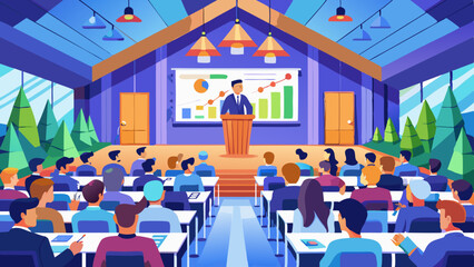 Business Event in Conference Hall – Professional Networking and Presentation Concept

