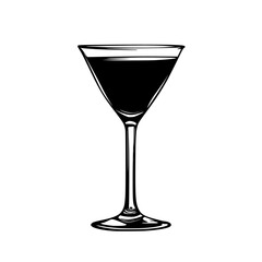 a black and white icon of a cocktail in a glass black, cocktail, drink, glass, icon, olive 