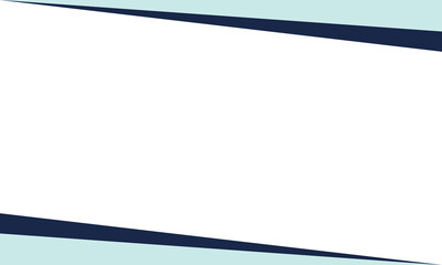 Obraz premium Minimalist geometric banner template with a clean white center and angled navy blue edges on a light blue background. Ideal for presentations, headers, announcements, or advertising designs.
