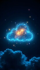 Glowing Cloud in a Starry Night Sky