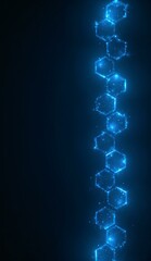 Obraz premium Vertical Chain of Illuminated Hexagons on a Dark Gradient Background