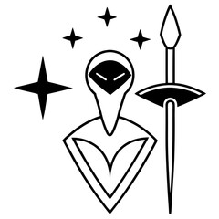 black and white star