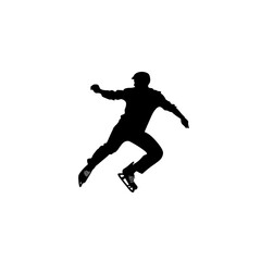 a black and white silhouette of a skateboarder jumping in the air black, jump, man, silhouette, skateboard, skateboarder, snowboarder 