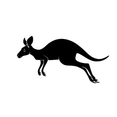 a black silhouette of a kangaroo on a white background black, image, kangaroo, silhouette
