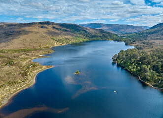 Fototapeta premium panoramic aerial landscape at Loch Shieldaig in western Scotland, UK
