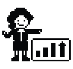 Cartoon cute pixel cartoon 8bit character business woman office smart work game decoration business 8 bit female lady businesswoman career smart character game png vector.