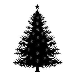 a black silhouette of a christmas tree on a white background black, christmas tree, fir tree, silhouette, star, tree