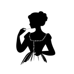a black silhouette of a beautiful lady in a dress beautiful, black, dress, girl, lady, mouth, silhouette, woman