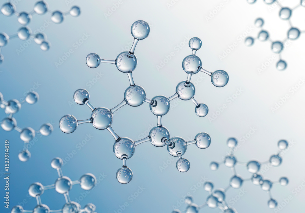 Poster abstract glass molecule concepts – vector illustration of translucent atomic structures for chemistr