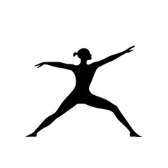 a black silhouette of a young woman in a yoga pose black, girl, leg, pose, silhouette, woman, young