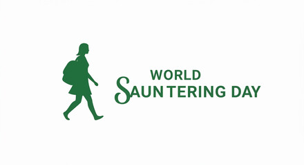 Obraz premium World Sauntering Day Silhouette of Woman Walking with Backpack