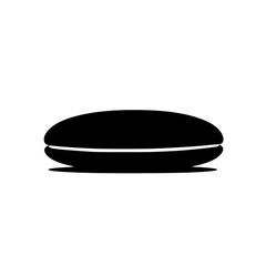 a sandwich on a plate icon in black style isolated on white background black, hamburger, icon, plate, sandwich, silhouette, style