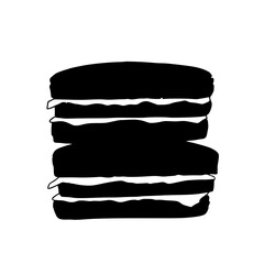 a black and white illustration of a stack of cakes black, cake, icon, illustration, sandwich, stack