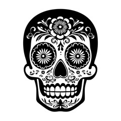 day of the dead skull with flowers black, dead, flower, skull