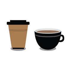 Plastic Coffee Cup and Ceramic Tea Cup Vector Design
