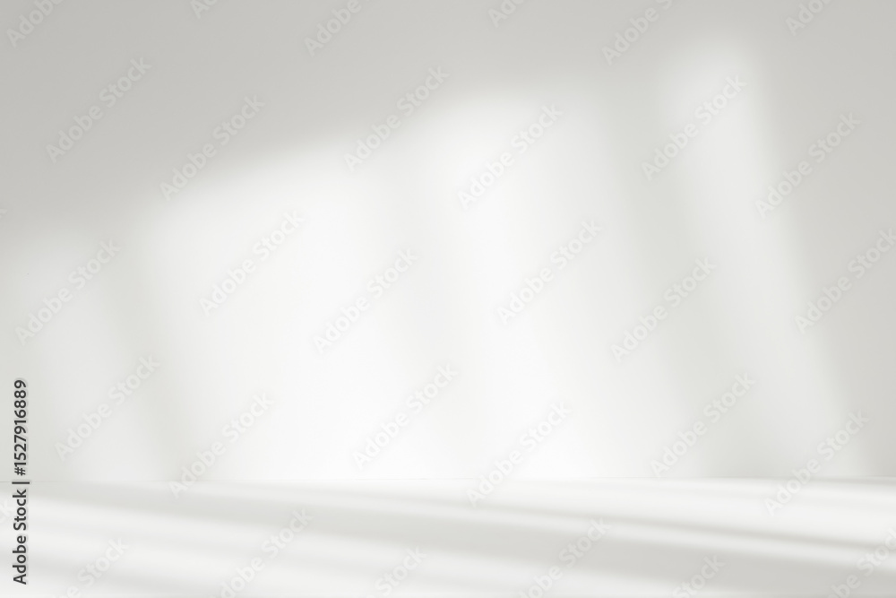 Leinwandbilder Abstract white studio background with shadows of window. Empty 3d gray room with copy space. Display product with blurred backdrop.