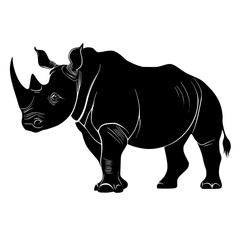 a black silhouette of a rhino on a white background illustration black, illustration, image, silhouette 