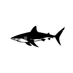 a black and white icon of a shark black, icon, shark, silhouette, white 