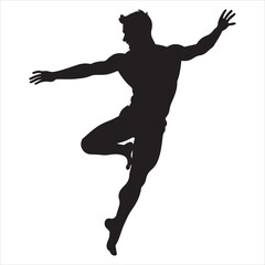 A graphic black picture of a male dancer in motion