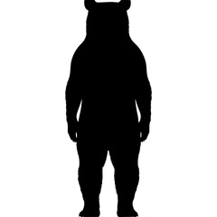 a black and white silhouette of a bear standing with a hat on his head bear, black, hat, head, man, silhouette, soldier, stand , Generative art.