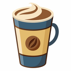 Iced coffee drink in take away cup with whipped cream