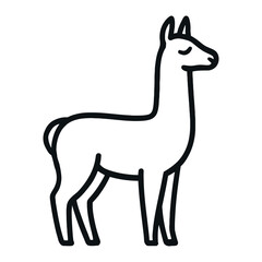 Minimalist Line Art of Standing Llama in Simple Outline Style
