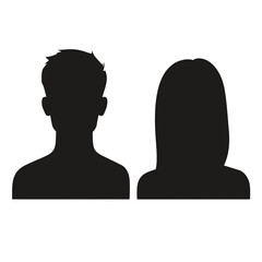 Male and female silhouette avatars in black vector style